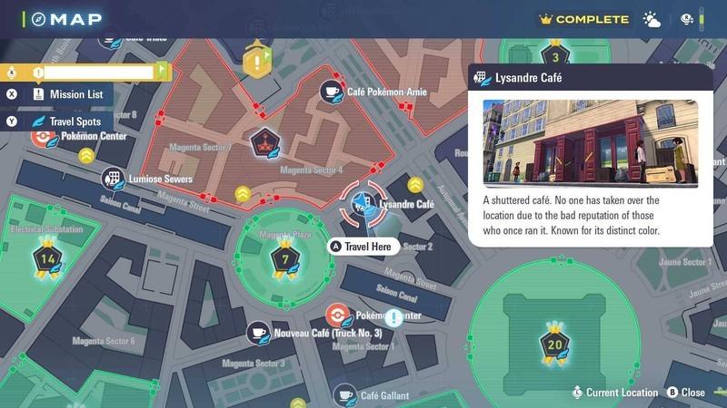 نقشه کامل Pokemon Legends: Z-A: Lysandre Cafe.