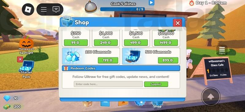 کدهای رایگان Restaurant Tycoon 3