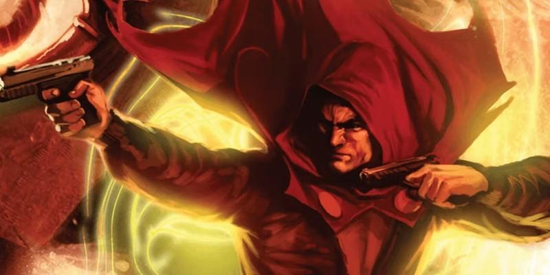 Parker Robbins aka the Hood wields two guns in front of a portal - شرورهای Marvel قدرتمند شدند