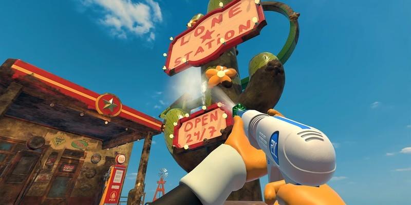 تمیز کردن یک تابلو در PowerWash Simulator 2، بهترین بازی برای خستگی و ریلکس کردن.