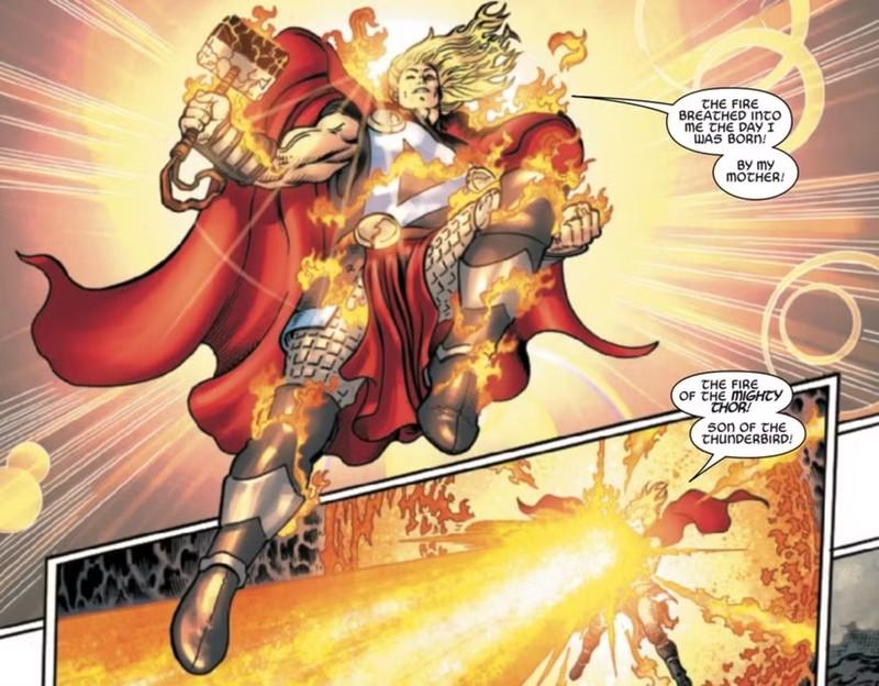 Thor on fire as the Phoenix's son - قوی ترین قهرمانان Avengers