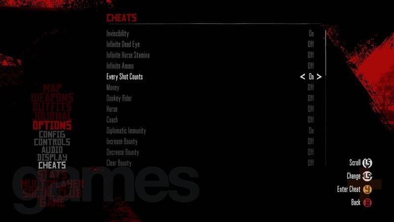 منوی لیست Red Dead Redemption کدهای تقلب