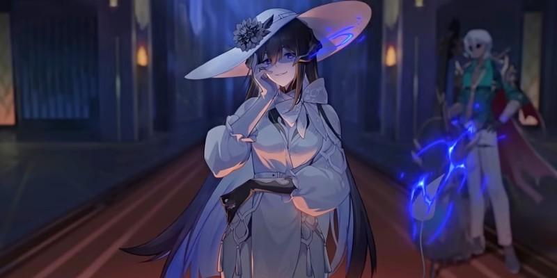 دالیا دستش را روی گونه اش گذاشته، در حالی که شعله هایی در کنار او در Honkai Star Rail ظاهر می شوند، رونمایی در Honkai Star Rail 3.8 لایو استریم.