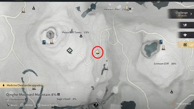 مکانی برای میو میوها در نزدیکی Peace Bell Tower در Where Winds Meet راهنمای کامل Meow Meow.