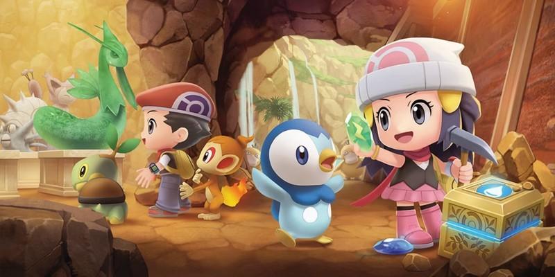 پوستر اصلی شخصیت ها و Pokemon از بازی Briliant Diamond Shining Pearl که کراش Pokemon BDSP Switch 2 را تجربه می کنند.