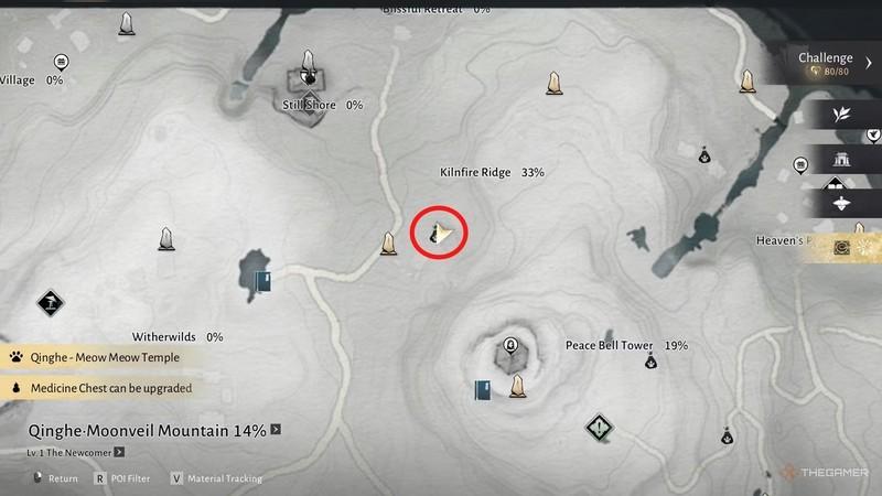 مکانی برای میو میوها در نزدیکی Kilnfire Ridge در Where Winds Meet راهنمای کامل Meow Meow.