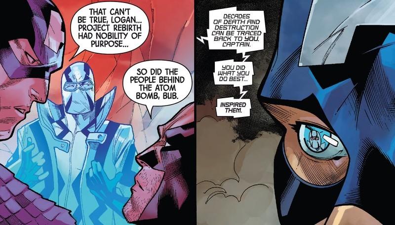 فانتومکس در حال توضیح Weapon Plus به Captain America در هنر کمیک و افشای راز Captain America و Wolverine