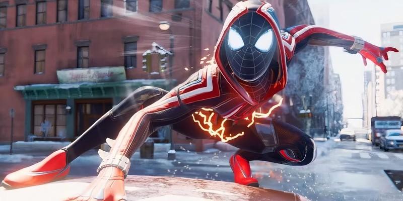 مایلز مورالز در حال پوشیدن لباس Spider-Man 2099 در Marvel's Spider-Man 2 – Dispatch احیای بازی های قدیمی