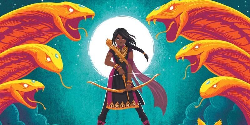 کیرانمالا کمان و تیری در میان مارها در Kiranmala and the Kingdom Beyond. انیمیشن های جدید بر اساس کتاب