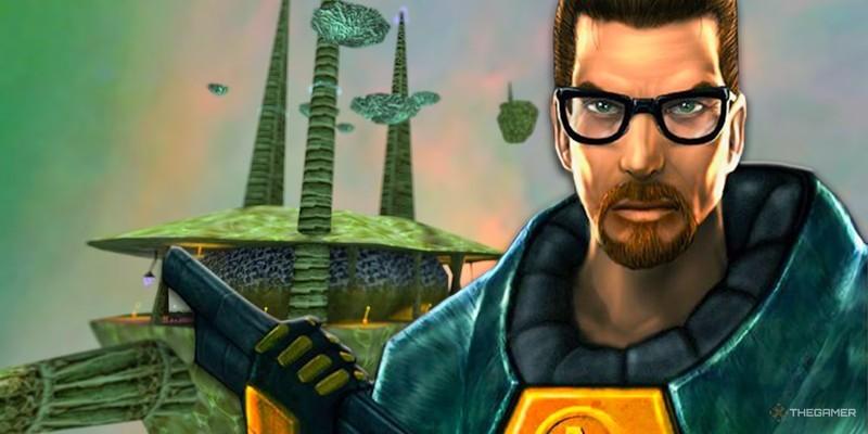 گوردون فریمن روی یک اسکرین شات مود Half-Life از Xen.