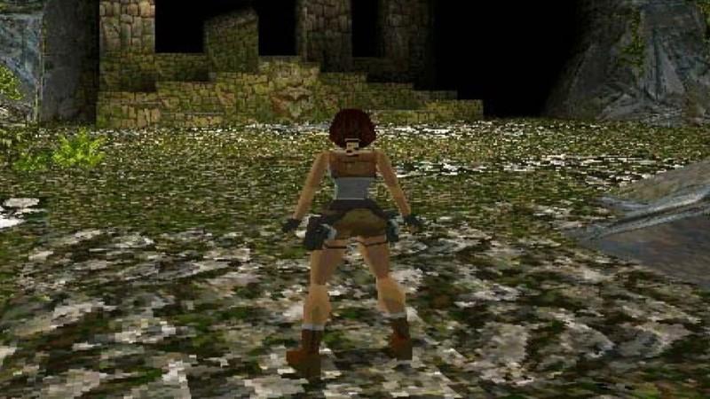 لارا کرافت در بازی اصلی Tomb Raider در حال تماشای یک سازه. نگاهی به Tomb Raider Remastered مشکل فیگور کالکتور.