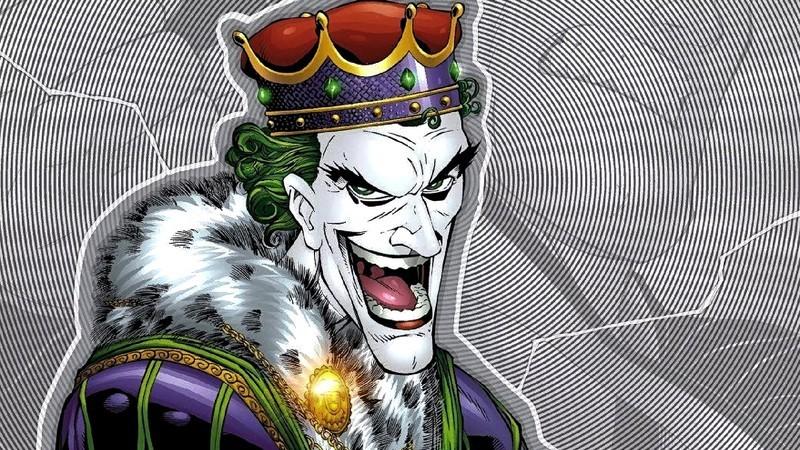 چگونه Joker Batman را کشت: Emperor Joker جلوی الگوی مارپیچی سیاه و سفید می خنده
