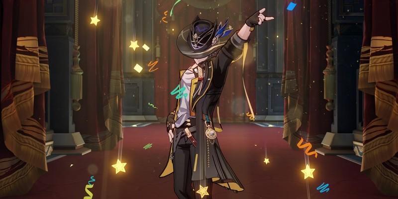 کائلوس (Caelus)، مسافر هارمونی (Harmony Trailblazer) در بازی Honkai Star Rail، پس از تغییر سریع مسیر Trailblazer در Penacony ژست گرفته.