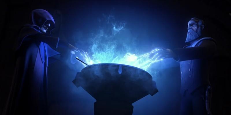 پالپاتین و کنت دوکو در The Clone Wars. بحث درباره دانسته های Count Dooku از Palpatine.