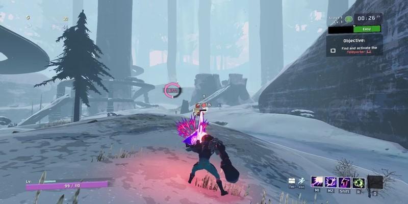 وُید فیند در حال شلیک به دشمنان در Risk of Rain 2. راهنمای باز کردن شخصیت های Risk of Rain 2.