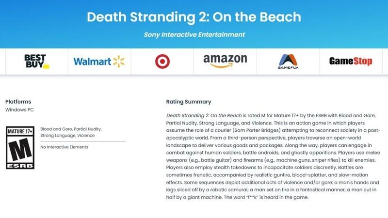 رده بندی ESRB برای Death Stranding 2 لیک برای PC: On the Beach.