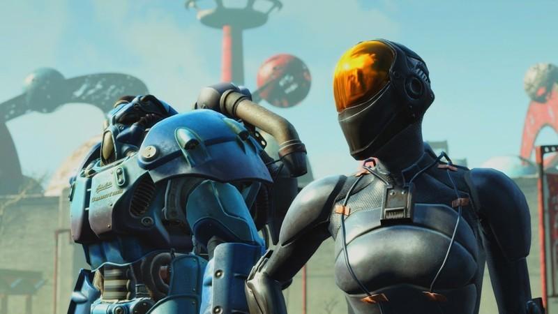 لباس مخفی کار چینی در کنار زره قدرت در Fallout 4: Anniversary Edition. Fallout 4 پچ رفع کرش