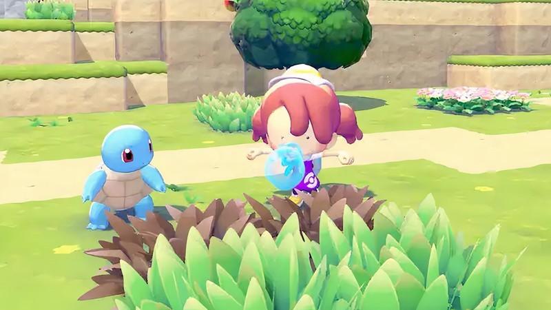 اسکوئیرتل در کنار دیتو انسان در Pokopia. اطلاعات Pokemon Pokopia پیش  خرید.