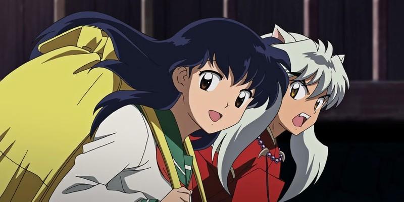 Kagome smiling and Inuyasha appearing annoyed while the two run side by side. – انیمه Toonami کجا ببینیم