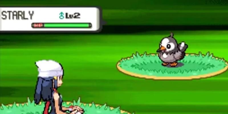 دان در حال مواجهه با یک استارلی در Pokemon Diamond and Pearl - داستان بازگشت Pokemon Diamond.