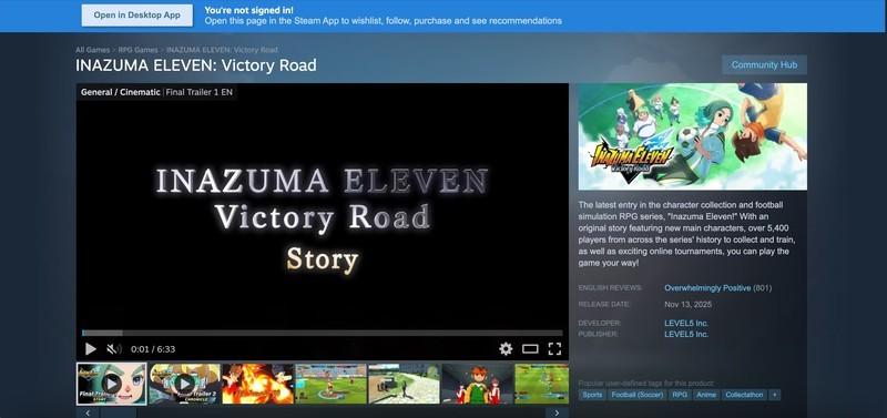 نمای بازی Inazuma Eleven Victory Road امتیاز Steam - اسکرین شات 25 آبان 1404 ساعت 7:11:59 شب
