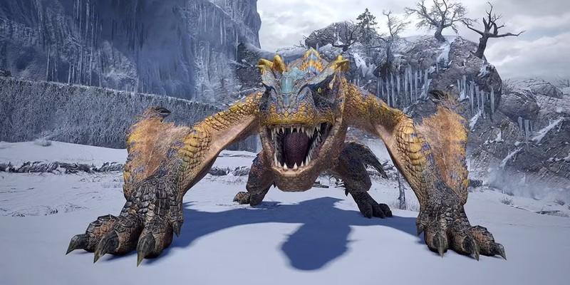 تصویری از Tigrex در Monster Hunter Rise، از موجودات برجسته در همکاری Magic: The Gathering Monster Hunter.