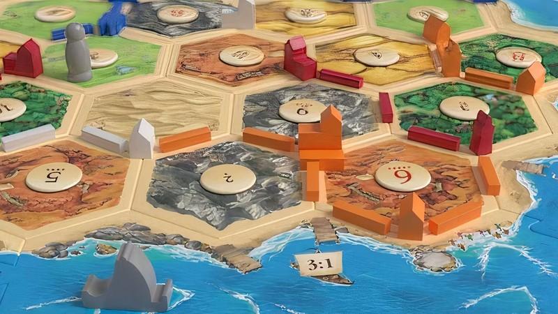 نگهداری بازی رومیزی: قطعات شهر روی صفحه Catan از اکسپنشن City and Knights.