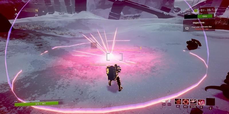 ریل گانر در حال استفاده از قابلیتی در Risk of Rain 2. راهنمای باز کردن شخصیت های Risk of Rain 2.