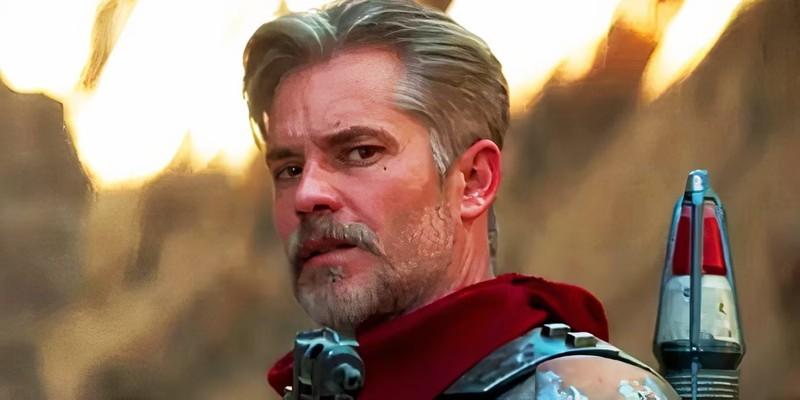 تیموتی اولیفانت در نقش کاب ونت، یکی از Star Wars شخصیت های زنده شده، در The Mandalorian