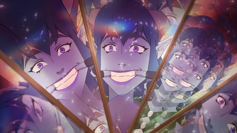 جستر با بازی لورا بیلی در The Mighty Nein در حال لبخند زدن و باز کردن دهان خود در یک کالیدوسکوپ. چرا The Mighty Nein بهتر است؟