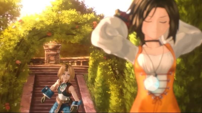 زیدان و گارنت در یک سکانس سینمایی در Another Eden - ریمیک Final Fantasy 9