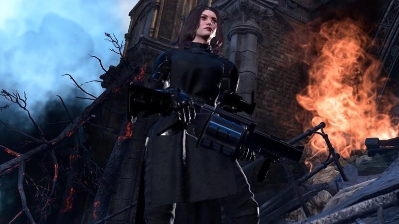 شخصیت Tav از Baldur's Gate 3 در حال نگه داشتن یک مود نارنجک انداز Baldur's Gate 3 غول پیکر.