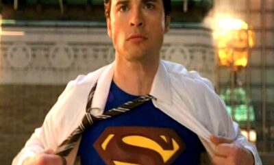 Tom Welling و بازیگران Superman در کنار هنری کویل و دیوید کورنزوت: اثری هنری از DC