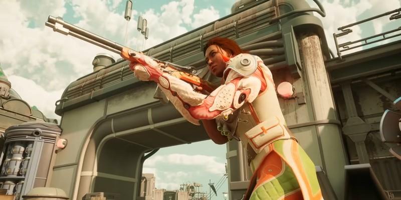 اینز (Inez) در حال نگه داشتن تفنگ در The Outer Worlds 2. بازی های جهان آزاد Xbox Game Pass.