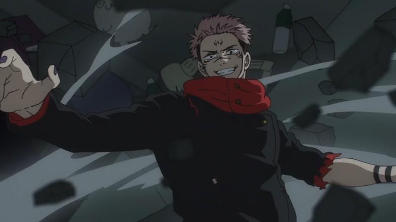 سوکونا (Sukuna) با پوچیتا (Pochita) در پس زمینه. Jujutsu Kaisen Gojo آزاد شد.