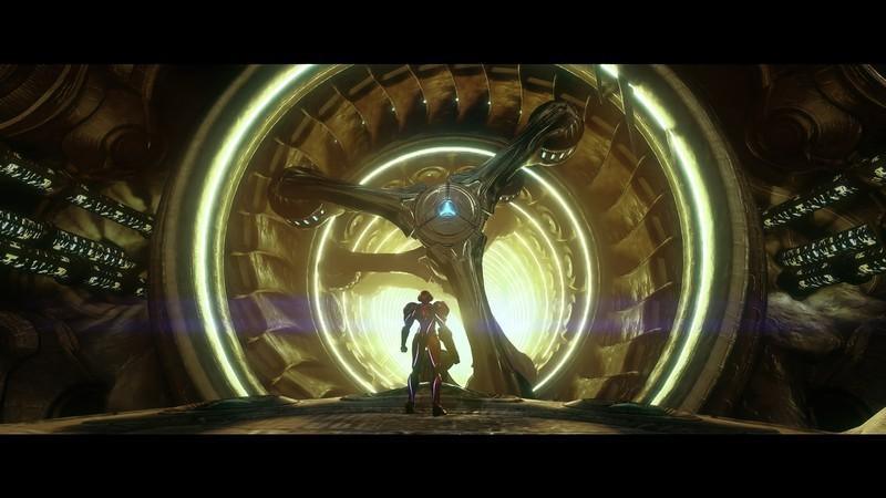 Samus در مقابل یک ژنراتور بزرگ، زرد و غیرفعال در Metroid Prime 4: Beyond ایستاده است؛ نقد Metroid Prime 4: Beyond