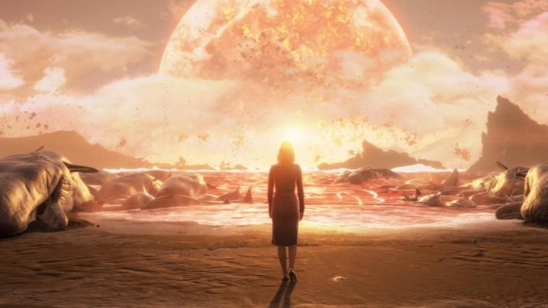 توضیح پایان Death Stranding آمیلی در حال تماشای انفجار عظیمی در سراسر اقیانوس