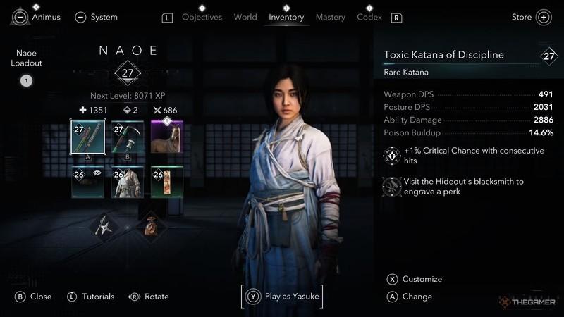 رابط کاربری و عملکرد Assassin’s Creed Shadows Switch 2.