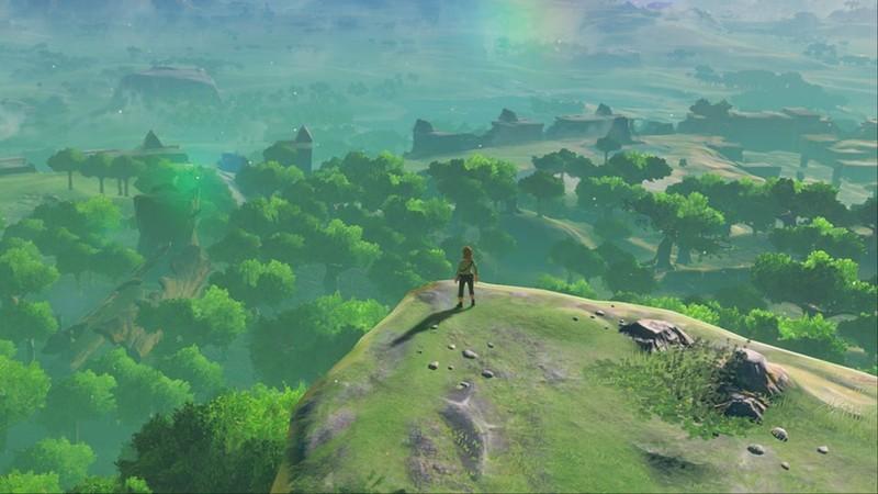 بهترین سال های بازی: لینک در لبه صخره ایستاده و به وسعت سرزمین هایرول در بازی The Legend of Zelda: Breath of the Wild خیره شده است.