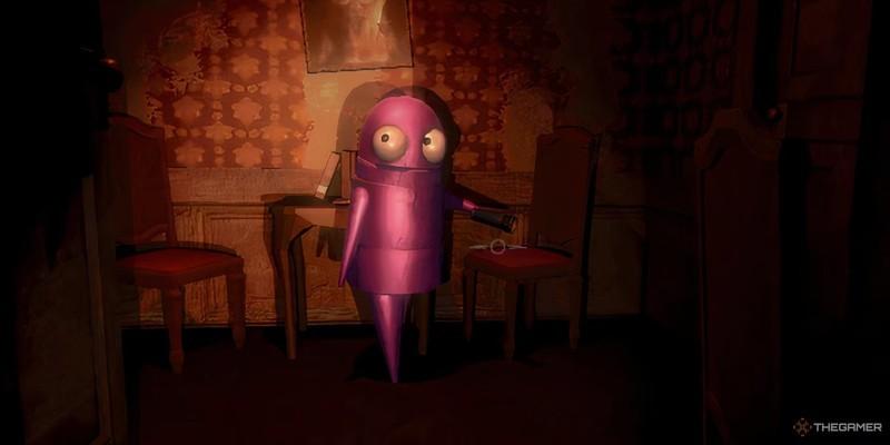 یک هم تیمی در بازی R.E.P.O. به جایی اشاره می کند که باید رفت، یک بازی ارزان استیم.