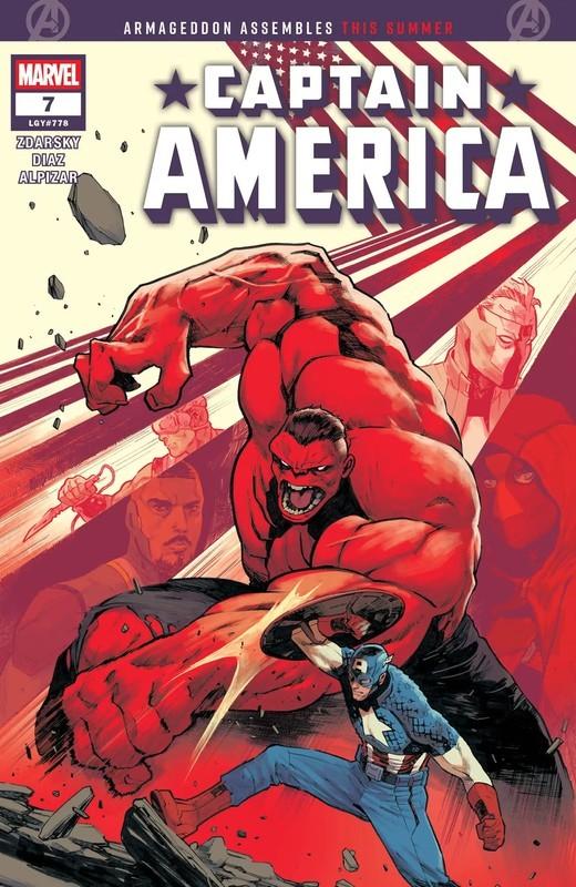 کاور والریو شیتی برای Captain America #7 فوریه 2026 با حضور Red Hulk و نبرد Steve Rogers و Red Hulk