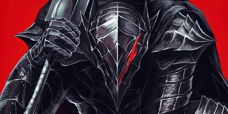Berserk نیاز به انیمه جدید: Guts در زره برسرکر در مقابل پس زمینه قرمز