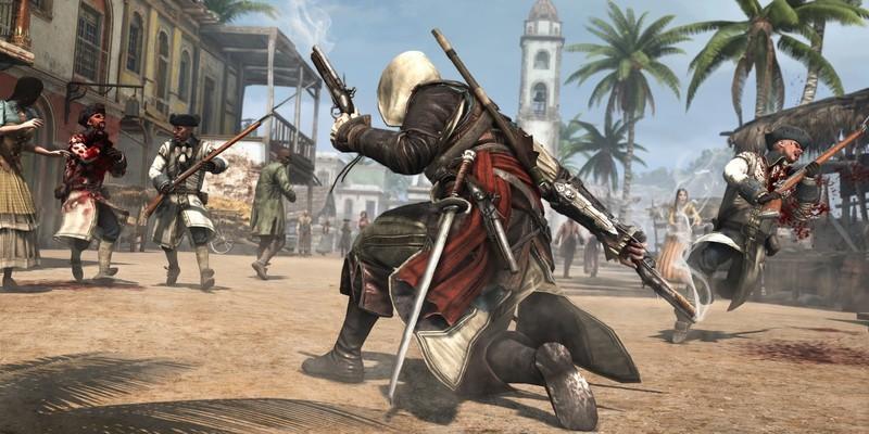 ادوارد کنوی در حال مبارزه با دزدان دریایی در Assassin's Creed Black Flag بازسازی تاخیر.