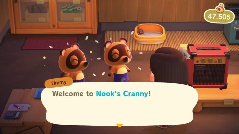 تیمی به بازیکن در Nook's Cranny در بازی Animal Crossing: New Horizons خوش آمد می گوید