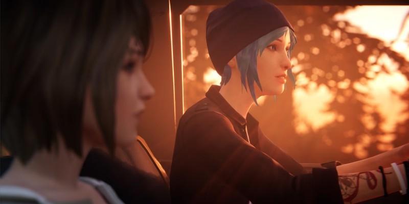 Max و Chloe در Life is Strange در حال رانندگی در هنگام غروب خورشید.