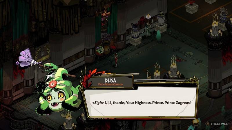 Hades نحوه عاشق شدن: Talking to Dusa reaction in Hades as part of her romance or bond path.