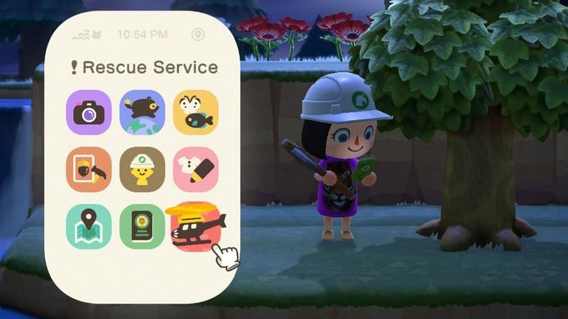 صفحه اپلیکیشن Rescue Service در NookPhone و Resetti در Animal Crossing: New Horizons