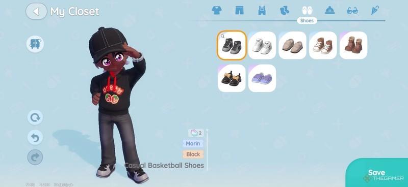 ایده لباس Heartopia: یه بازیکن در Heartopia که یک ست لباس راحتی هماهنگ پوشیده.