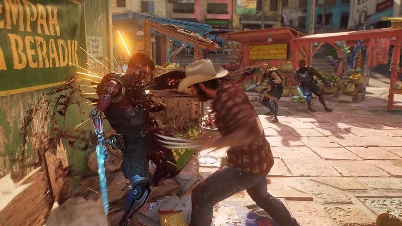 ولورین در وسط یک بازار آفتابی با چنگال هایش به دشمنی ضربه می زند، تصویری از انتظارات از بازی Wolverine