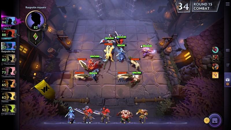 اسکرین شات Dota Underlords که نمایی از بالا از تمام شخصیت های روی صفحه را نشان می دهد، از بهترین بازی های رایگان Steam.